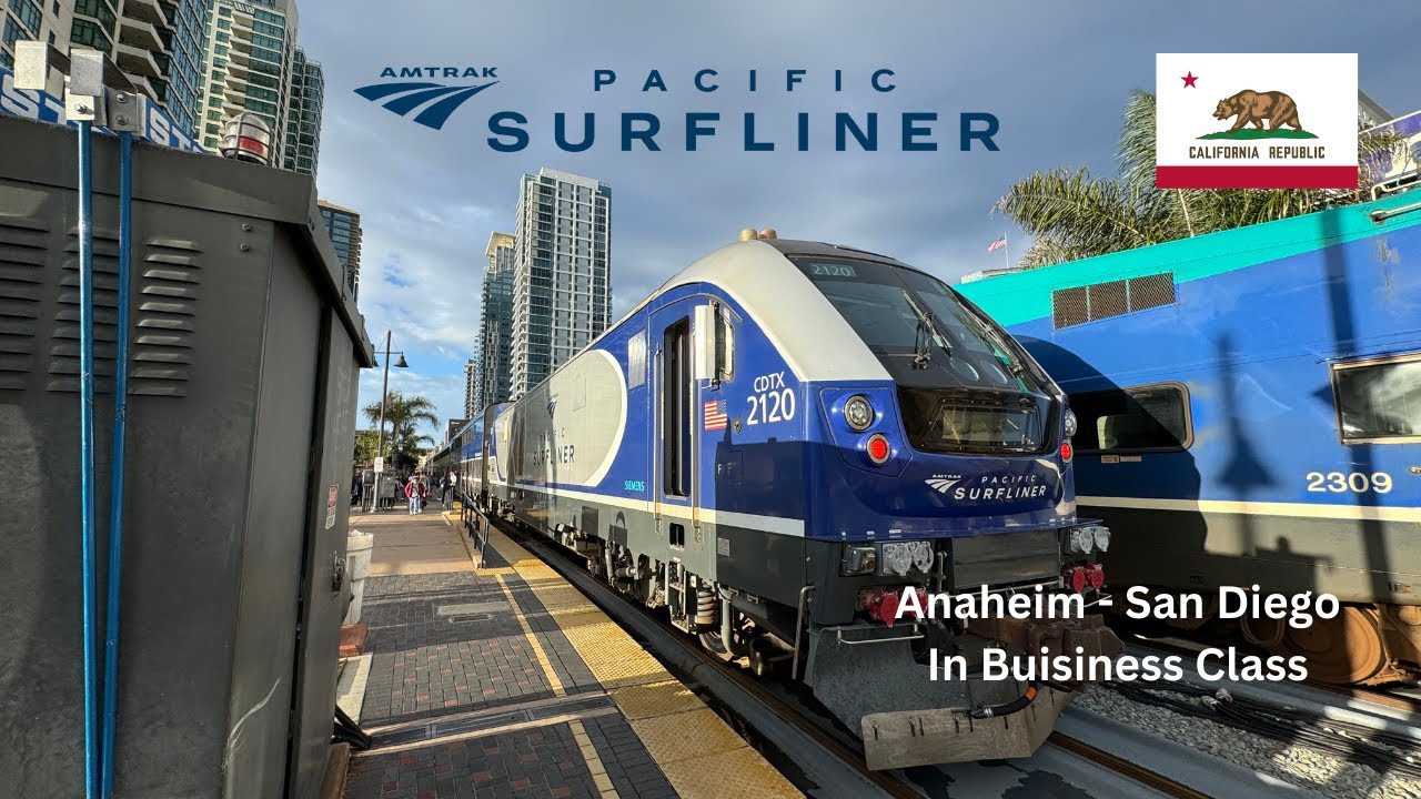 The Amtrak Pacific Surfliner from Anaheim ,CA to San Diego ,CA.