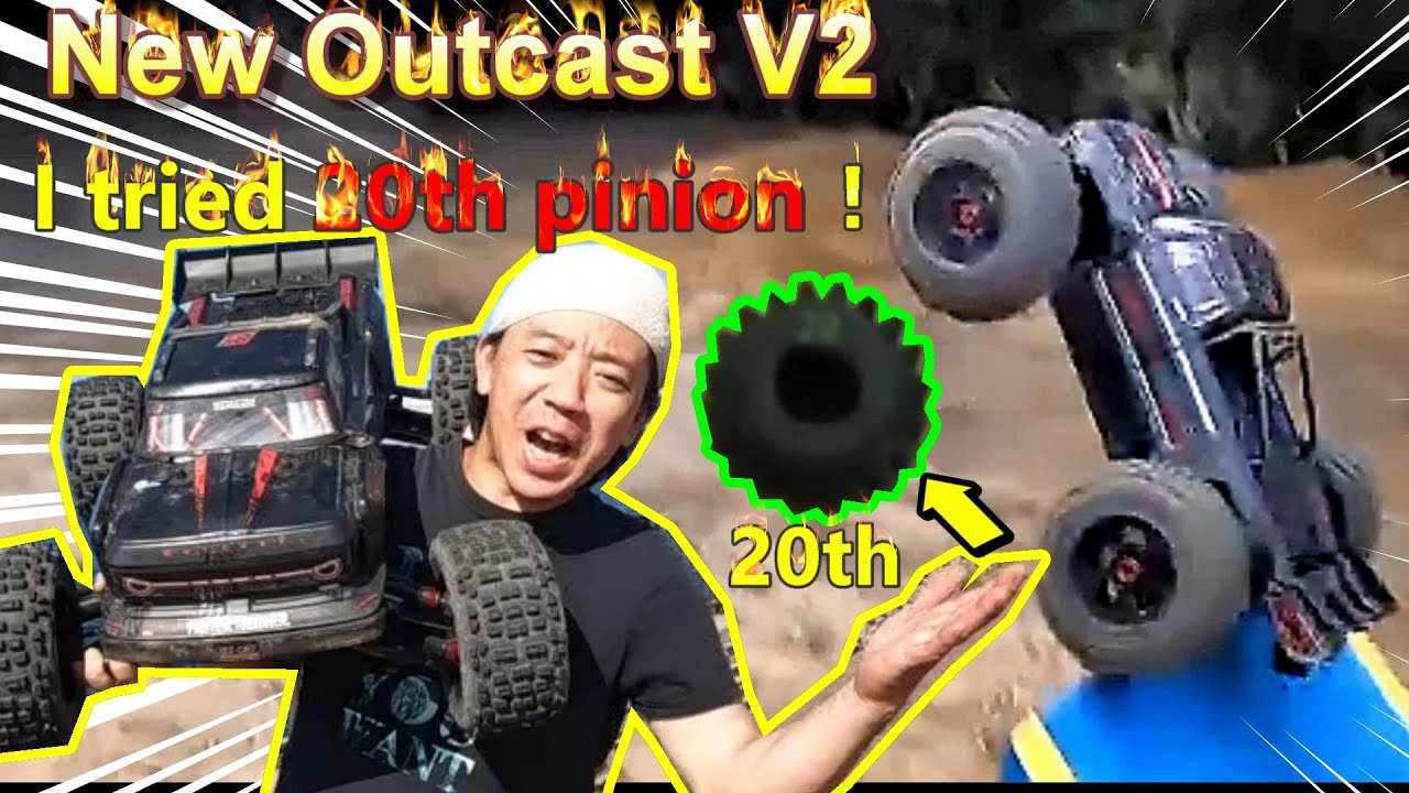 I tried the 20th pinion gear on NEW ARRMA OUTCAST 8S V2.