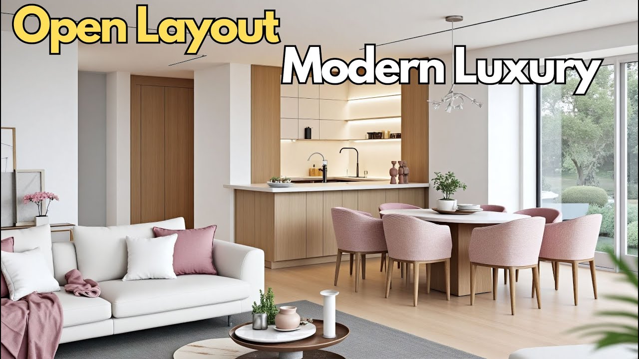 Open Kitchen & Living Harmony Modern Colors & Space Optimization