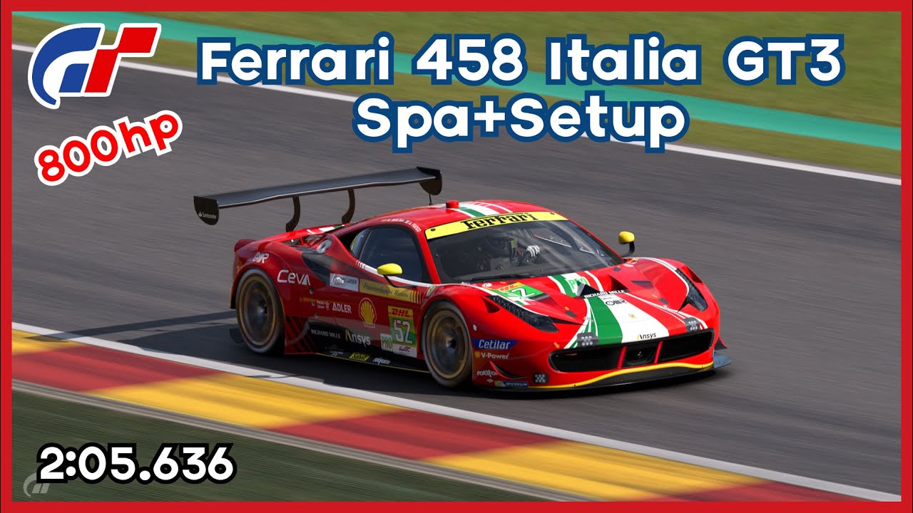 GT7 | Ferrari 458 Italia GT3 Spa-Francorchamps 2:05.636| Lap + Setup