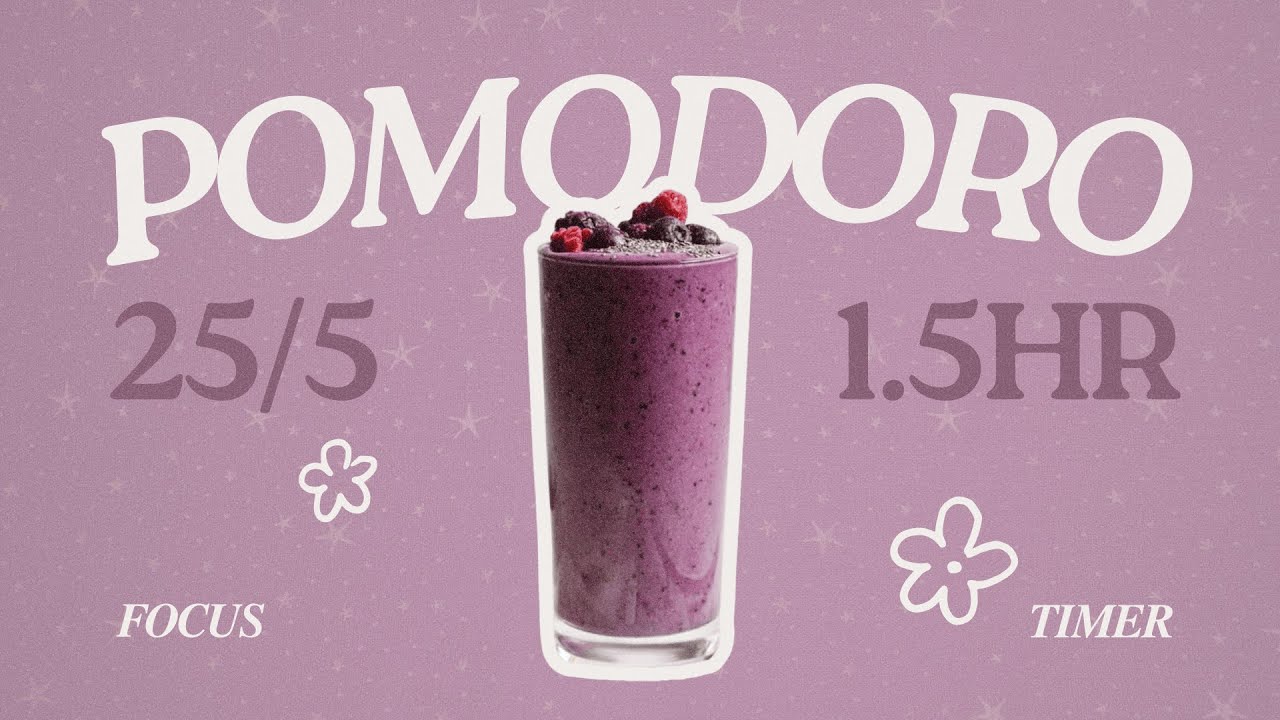 𝘮𝘪𝘹𝘦𝘥 𝘣𝘦𝘳𝘳𝘺 𝘴𝘮𝘰𝘰𝘵𝘩𝘪𝘦 🍓 𝟸𝟻/𝟻 𝟹𝚂𝙴𝚃𝚂 𝟷.𝟻𝙷𝚁 | pomodoro focus timer | cozy jazz | study with me