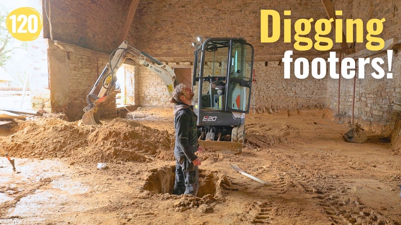 Digging Concrete Footers & Installing Sump Pump in the Old Barn | Renovation in Southern France #120