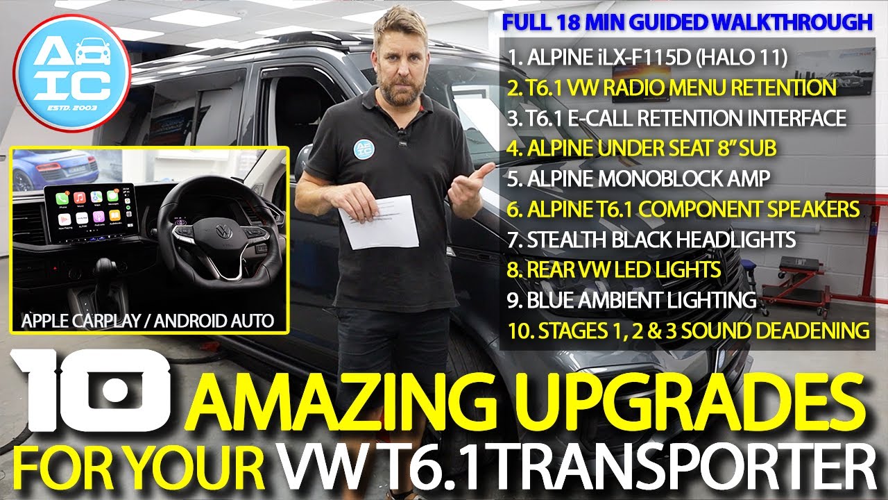 VW T6.1 Transporter 2021 in for 10 Amazing Upgrades! Alpine Halo 11 (Apple CarPlay), Audio & Lights