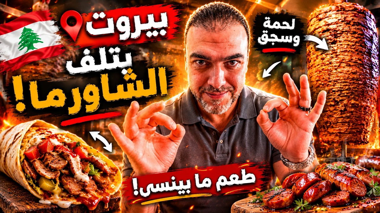 شاورما اللحم والسجق من قلب بيروت 🌯🔥 | 3 محلات بتفجّر النكهة! | ح