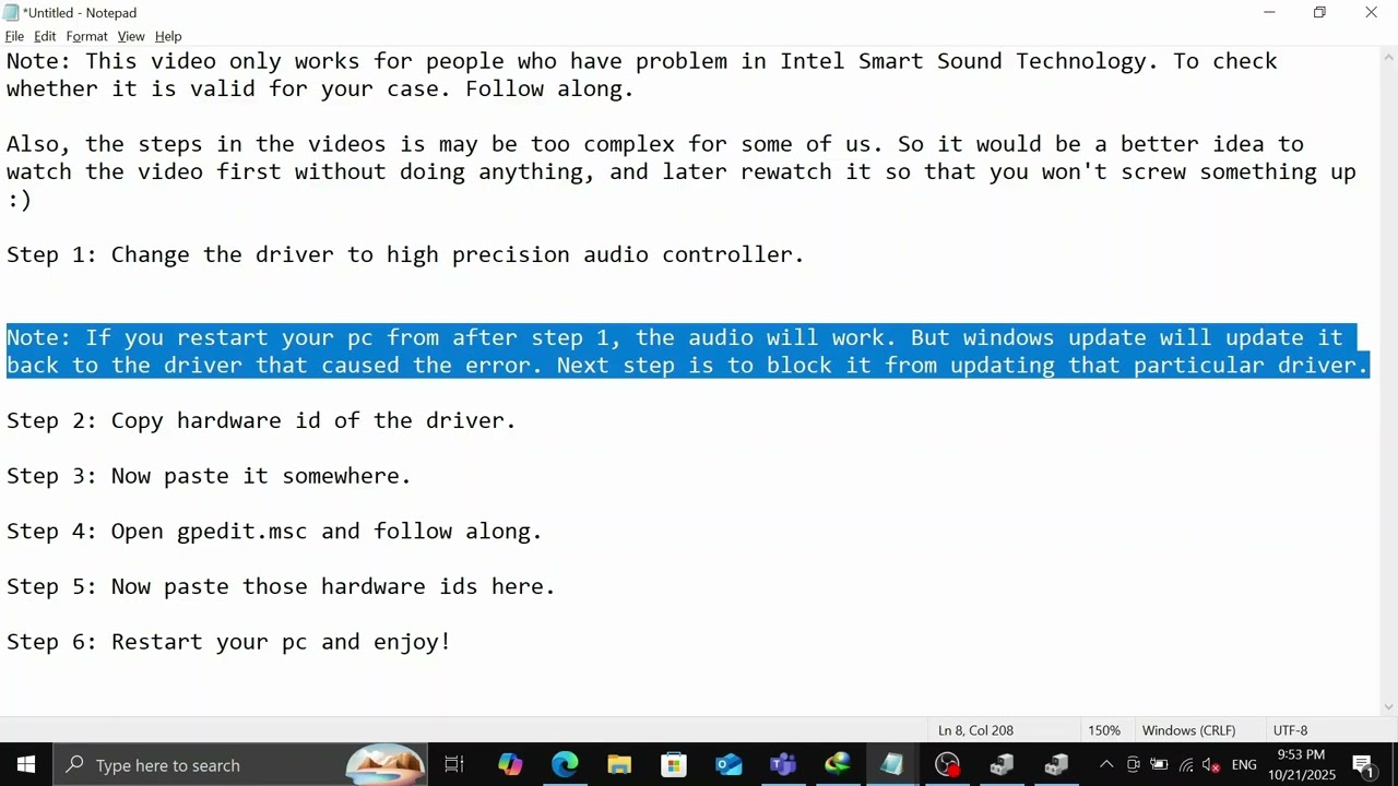 Speaker not detecting | Intel Smart Sound Technology (Intel SST driver problem fix)