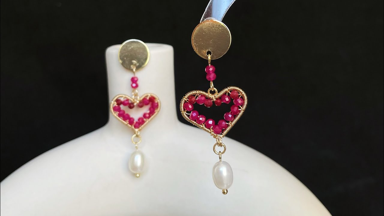 Wirewrapped Ruby heart drop earrings#earringslover #earrings #earringsdesign #handmadejewelry #diy