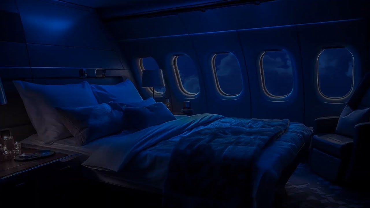The flight space in the bedroom of a private jet is dark for good dreams | Brown Noise | 10 hours