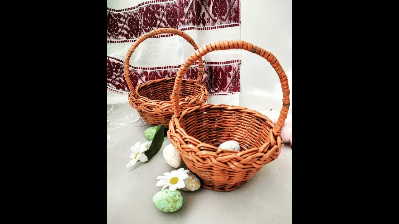 DIY... Mini coșuleț decorativ din tuburi de ziar. Small basket of newspaper tubes.