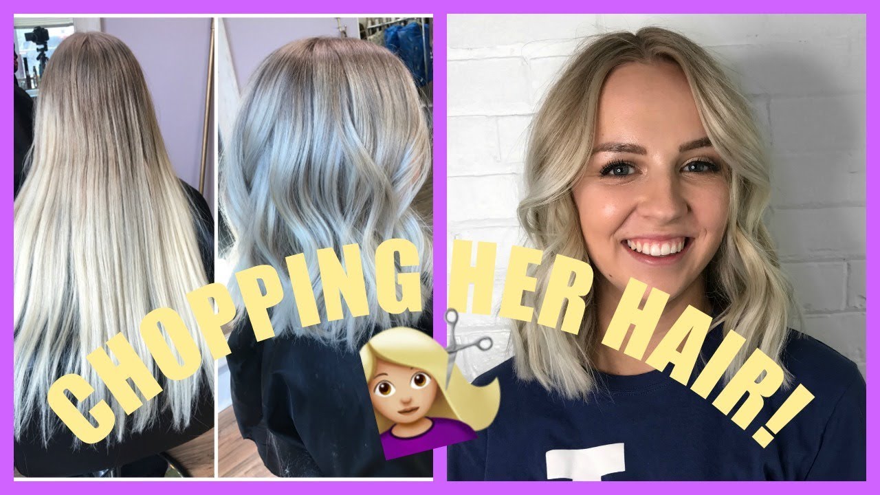 icy blonde + short lob haircut | chopping off 10 inches!
