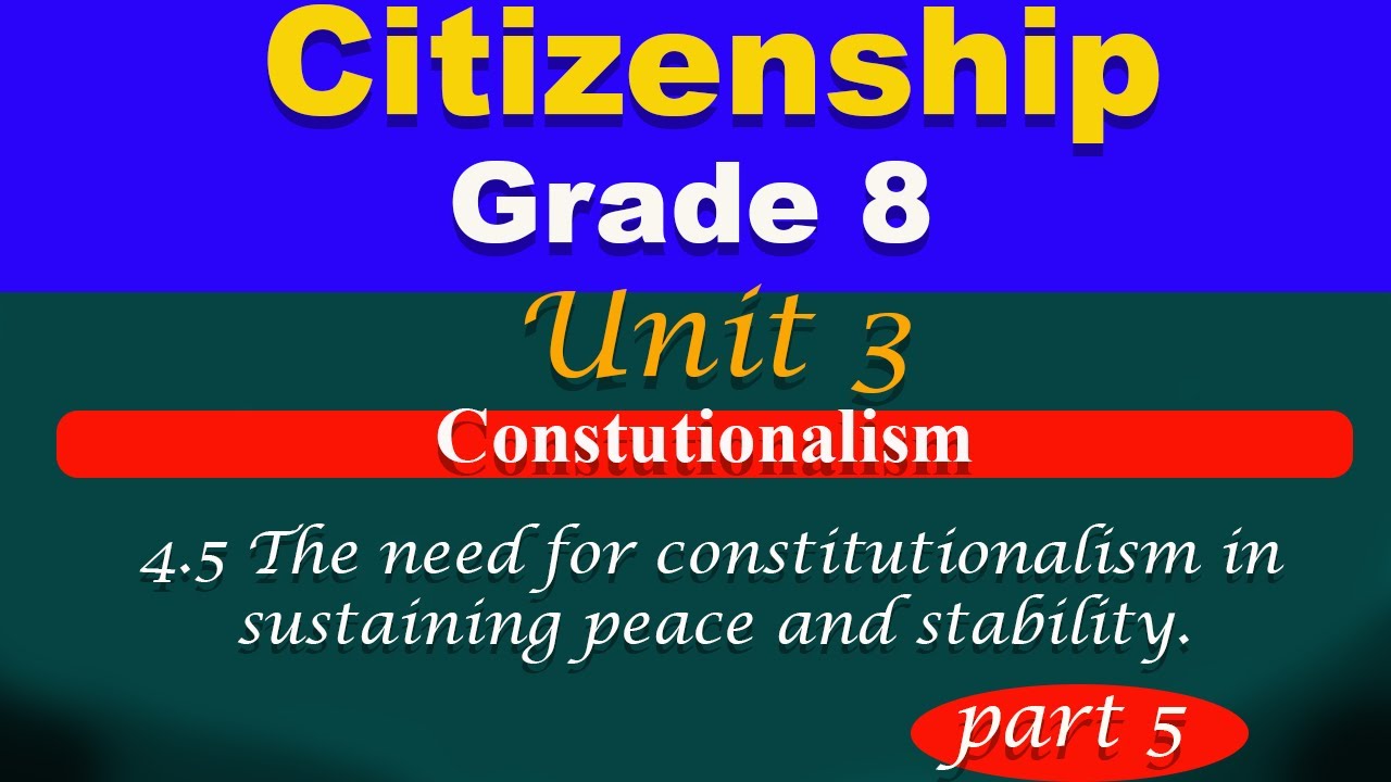 Grade 8 citizenship unit 4 part 5 | constitutionalism | The need for constitutionalism in sustaining