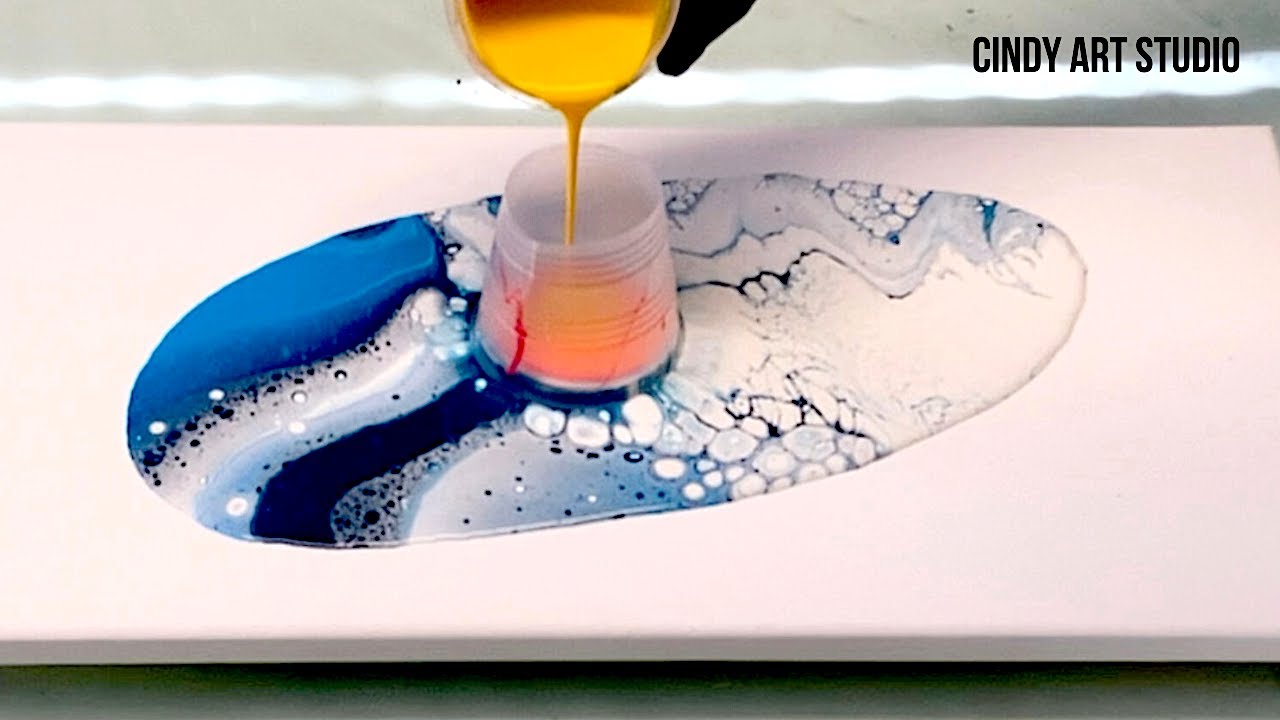 Acrylic pearl pouring abstract painting. Easy abstract acrylic painting.