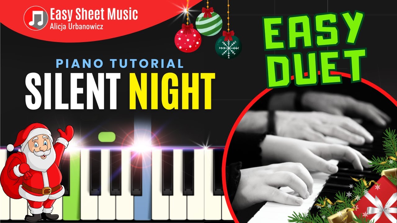 Silent Night - Easy Christmas Piano Duet I Sheet Music for Beginners PDF I SLOW Tutorial