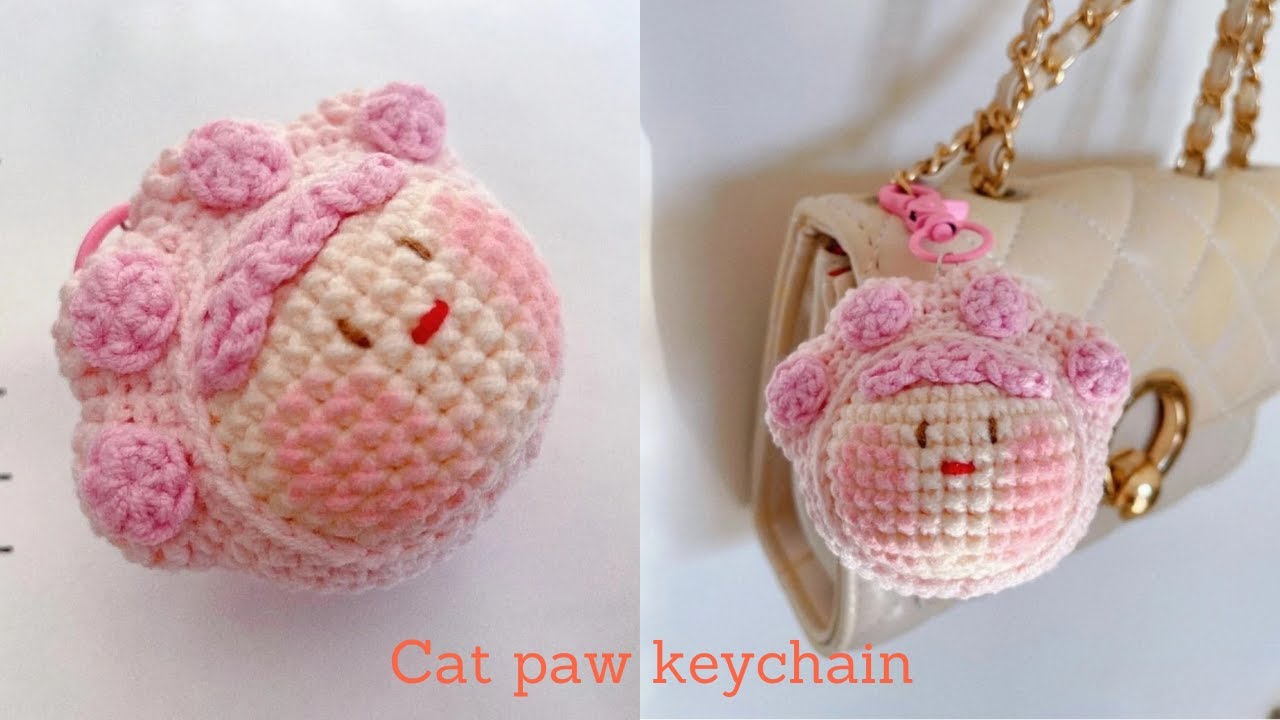 How to crochet Cat paw keychain | Hướng dẫn móc móc khóa chân mèo | @Hanabi Amigurumi