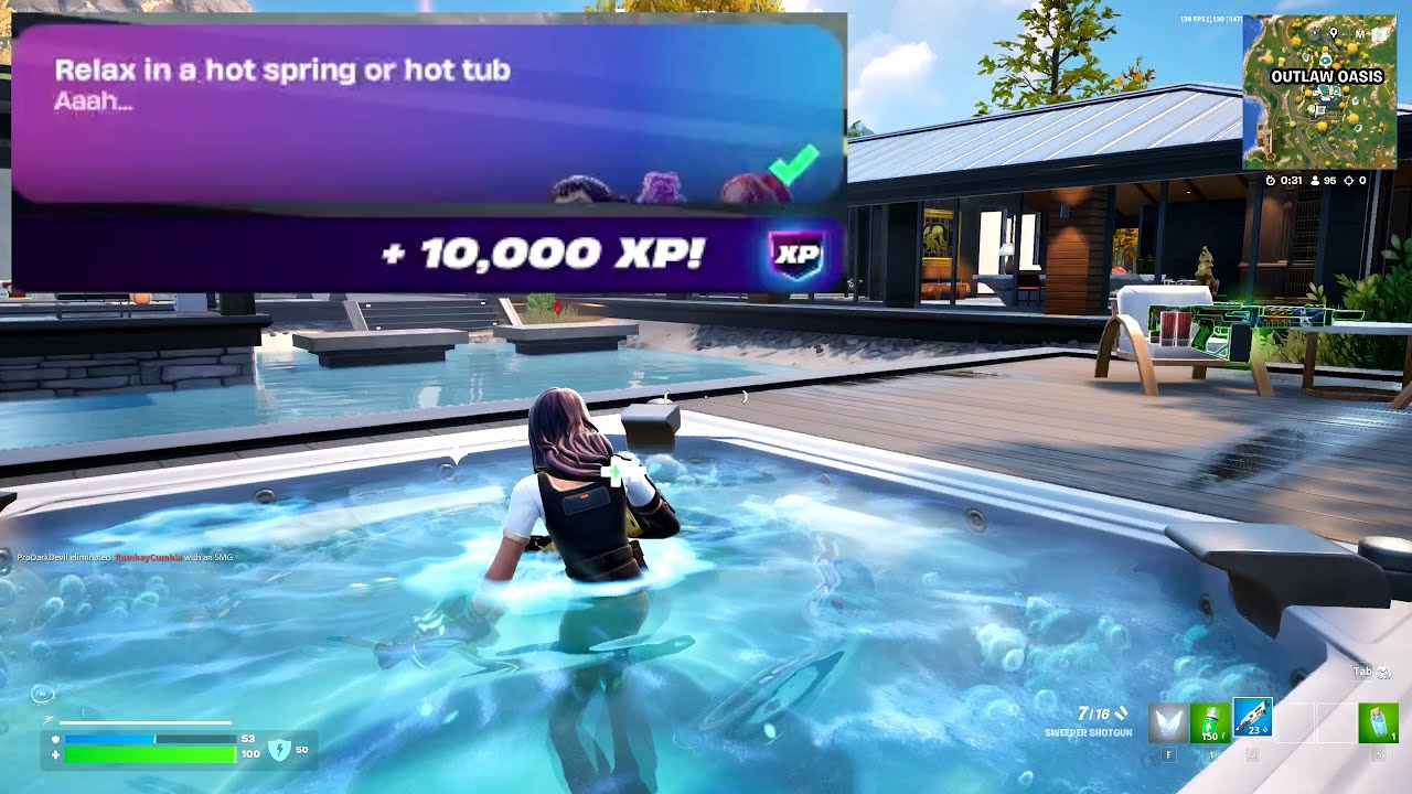 Relax in a hot spring or hot tub Aaah Fortnite