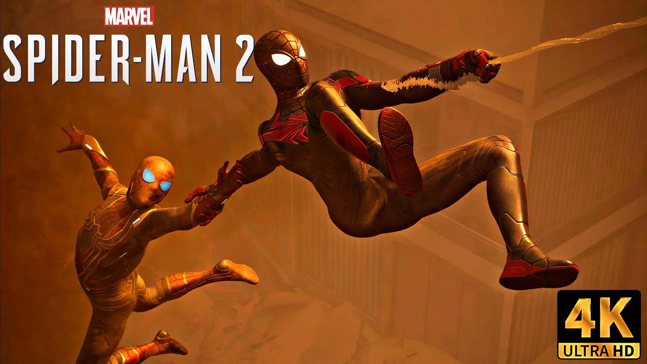 Peter and Miles VS Sandman with the Iron Spider Suits | Marvel's Spider-Man 2 (4K 60FPS HDR)