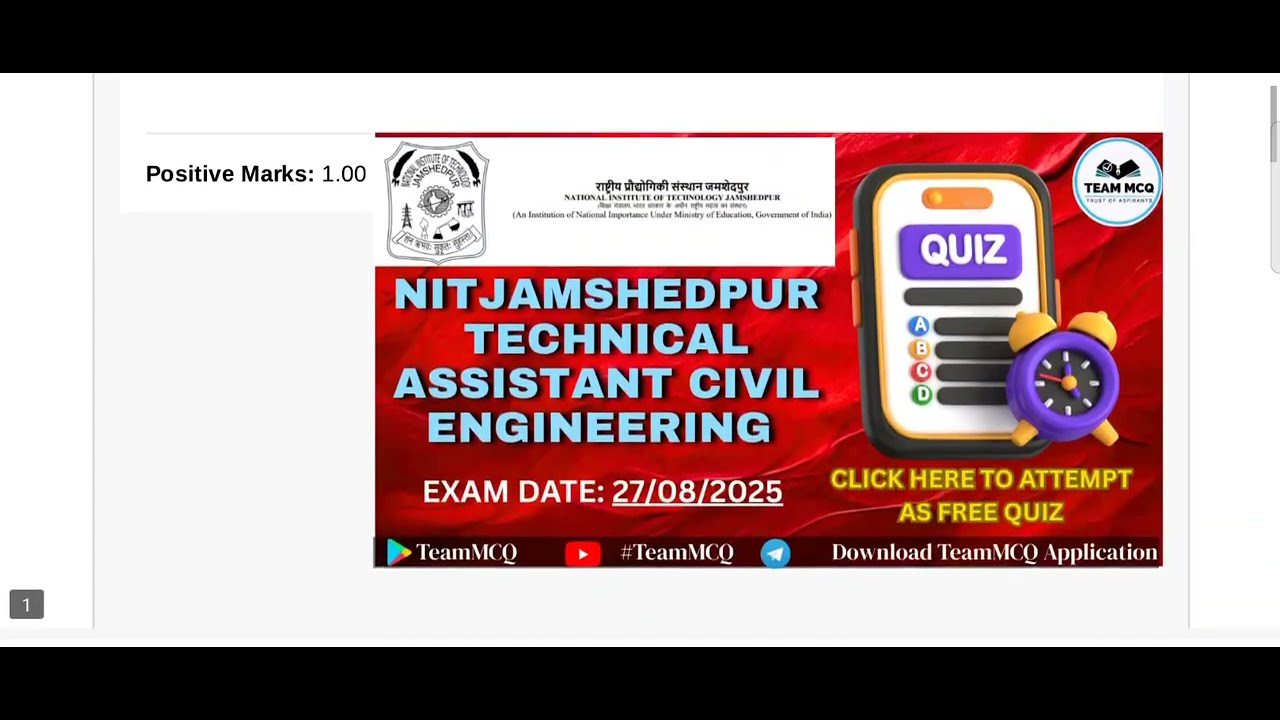 #NIT JAMSHEDPUR TECHNICAL ASSISTANCE CIVIL EXAM 2025, OFFICIAL QUESTION PAPER ANSWER KEY 2025.