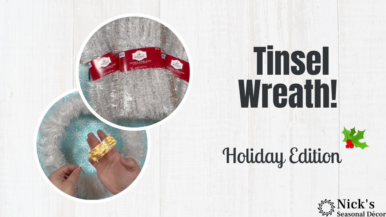 Tinsel and String Lights for the Cutest Christmas Wreath!