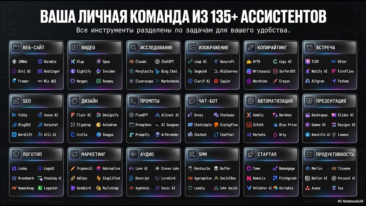 ТОП-70 ИИ-инструментов, которые я использую. Мой личный арсенал нейросетей на 2026 год.