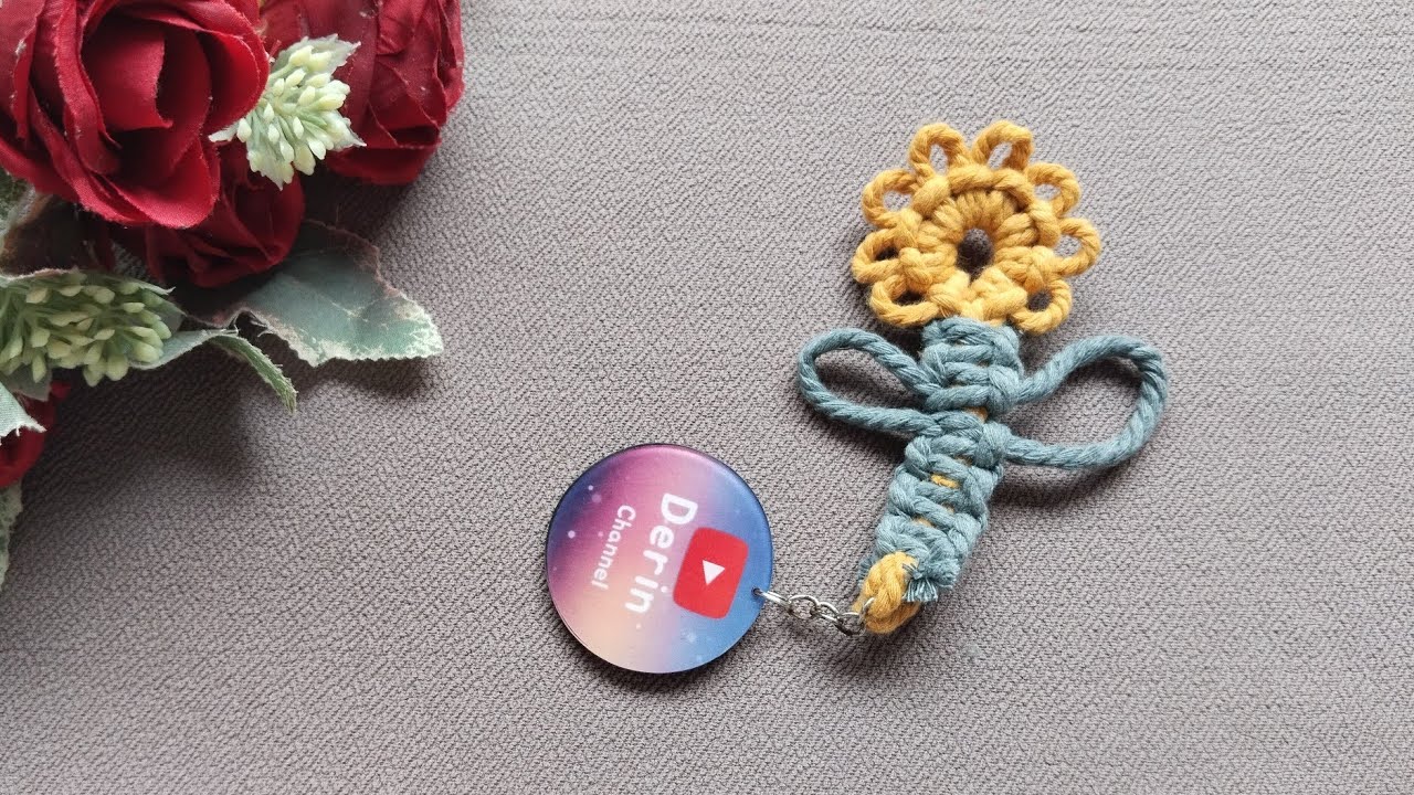 DIY Macrame Daisy Flower Keychain Tutorial | Daisy Flower Keychain Easy for Beginners