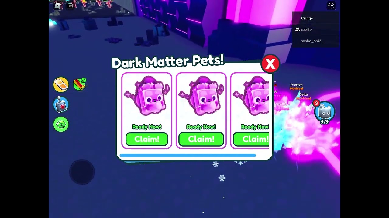 Pet Simulator X satisfying sound effect! CLAIMING DARK MATTER MYTHICALS!!!!