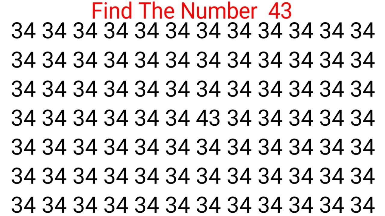 Find The Number "43" Test your eyes.Focus your mind.sharpen your brain.Number challenge.vk study 