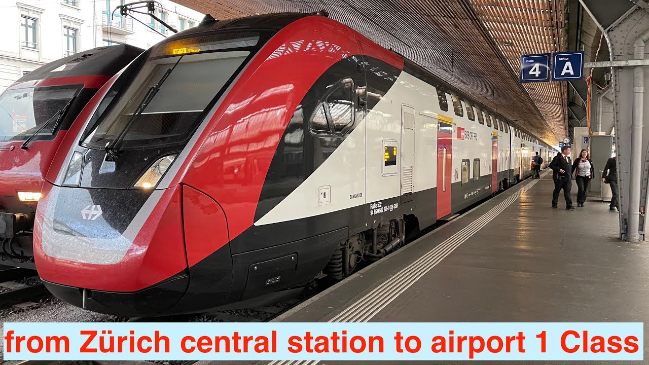 From Zürich train station to airport with 1 Class train.  4 k video