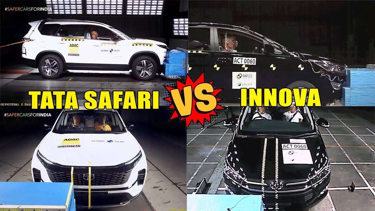 Tata Safari vs Toyota Innova Crash Test Safety Rating | Which one is Safe? - Motorvibe