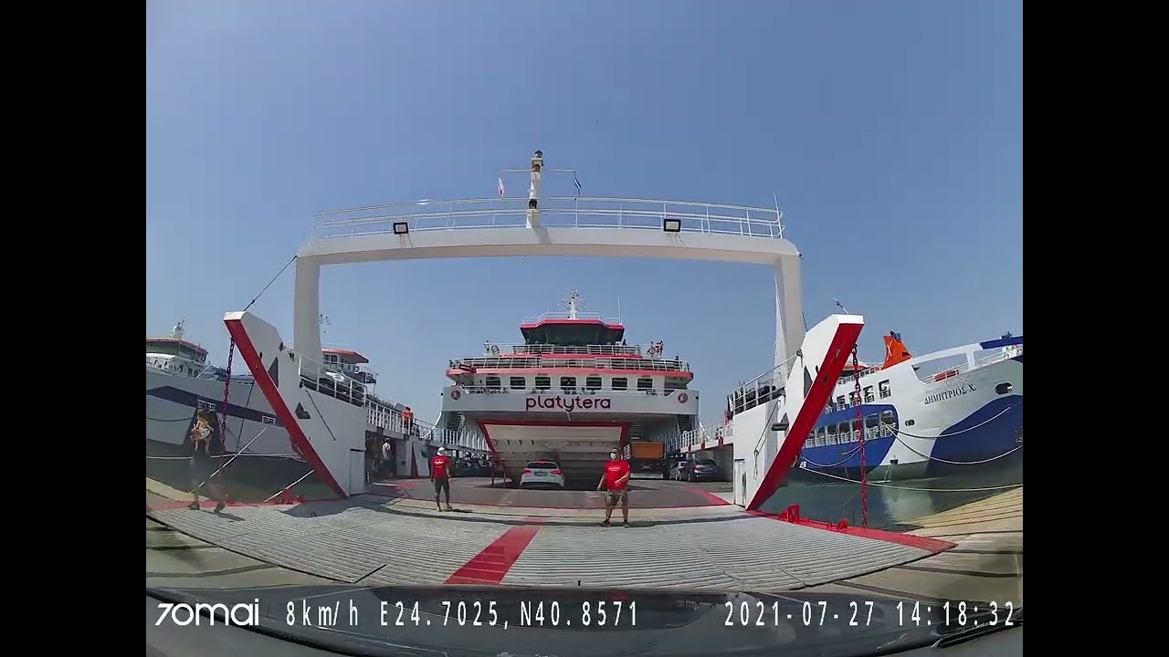Keramoti ⭢ Limenas, Thasos [GR] ferry crossing | Driving in Greece
