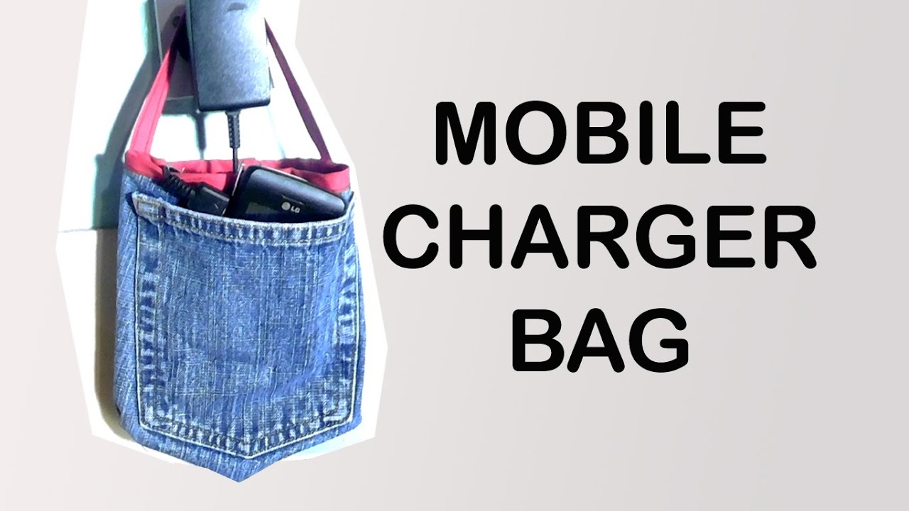Recycled Jeans Mobile Charger Bag / Easy DIY Bag / Jeans pocket Bag / DIY Bag Vol 13
