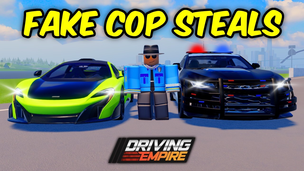 FAKE Cop STEALS Expensive Cars In Driving Empire