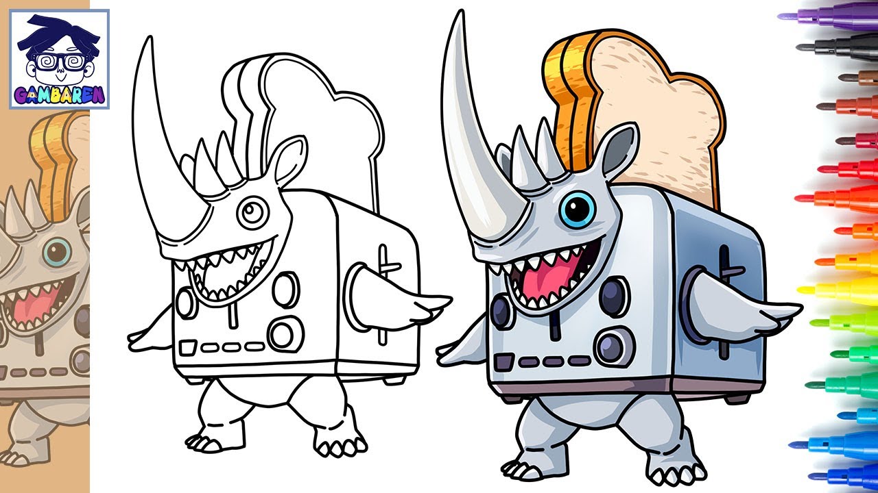 Cara Menggambar ANOMALY RHINO TOASTERINO | Anomali | Italian Brainrot Animals | Meme | easy