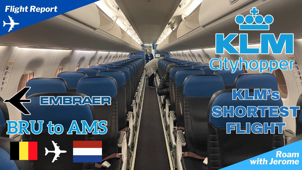 Обзор рейса KLM на самолете Embraer 190 | Брюссель 🇧🇪 — Амстердам 🇳🇱 | Один из самых коротких рей...