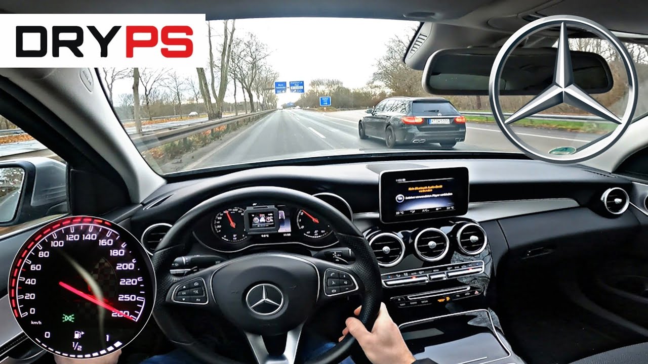 Mercedes-Benz W205 C200 - POV ТЕСТ-ДРАЙВ - МАКСИМАЛЬНАЯ СКОРОСТЬ на немецком Автобане