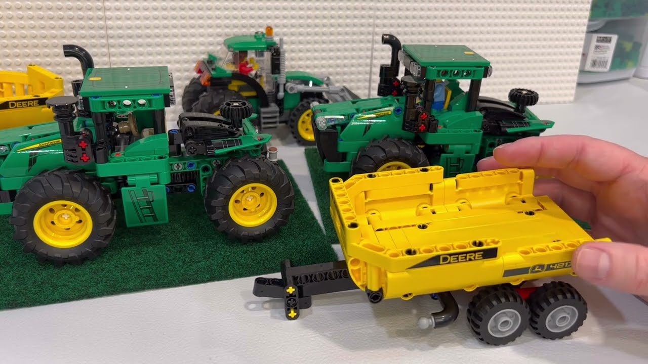 Modifying Technic tractor to minifig scale. John Deere 9620R, LEGO set# 42136