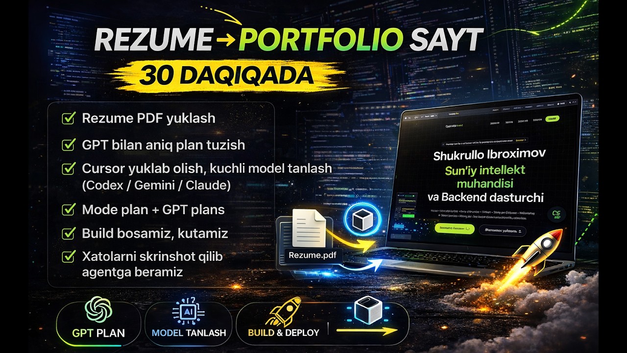 Cursor’da AI bilan Portfolio Sayt Yasash (Step-by-step)