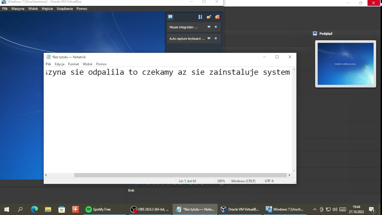 Poradnik jak zainstalować Windows 7 na VirtualBox Pełny ekran + Internet