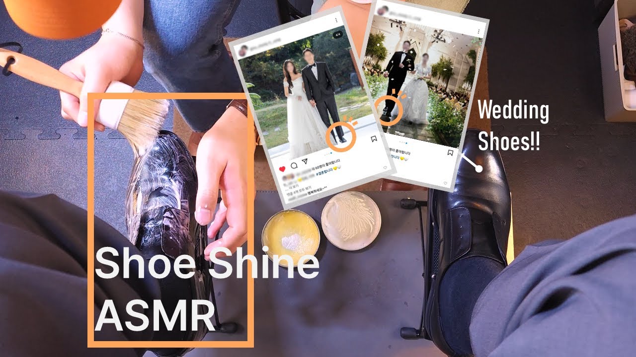 Groom's Wedding Shoe Detailing ASMR | Whispers of Elegance and Style 결혼식 앞둔 신랑 웨딩 구두닦기ASMR!!🎎🎊🎉