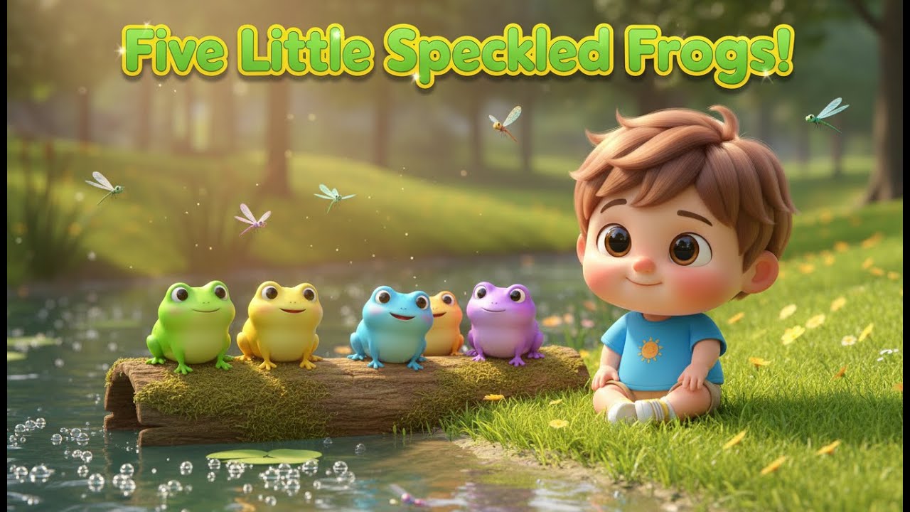 Five Little Speckled Frogs – Nursery Rhyme, Toddler Counting, Pond Adventure, and Playful Learning