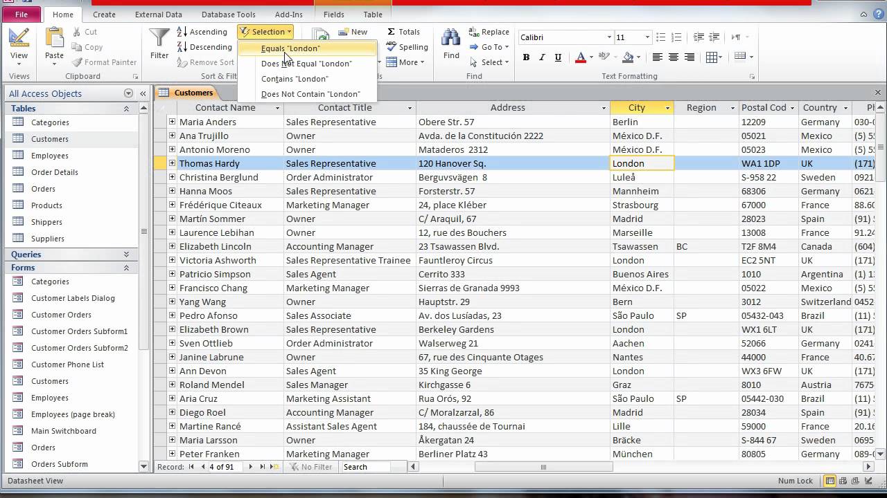 Microsoft Access Filter and Sort