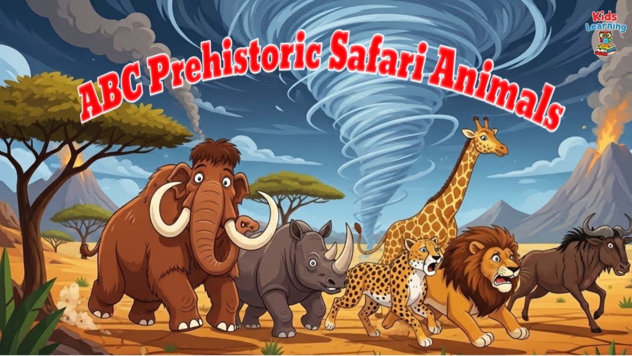 ABC Prehistoric Safari Animals Escaping Tornado | Animal ABC Song For Kids | ABC Animals Sounds