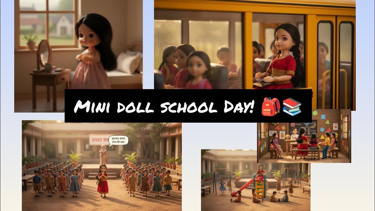 Mini Doll School Day Adventure | Cute Village Story For Kids 🎒🌸#minivillage #miniature