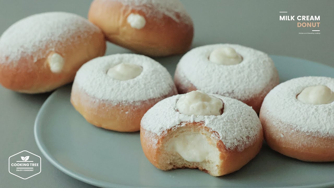 동글동글 맛좋은😚 우유 커스터드 크림 도넛 만들기 : Milk Custard Cream Donut Recipe | Cooking tree