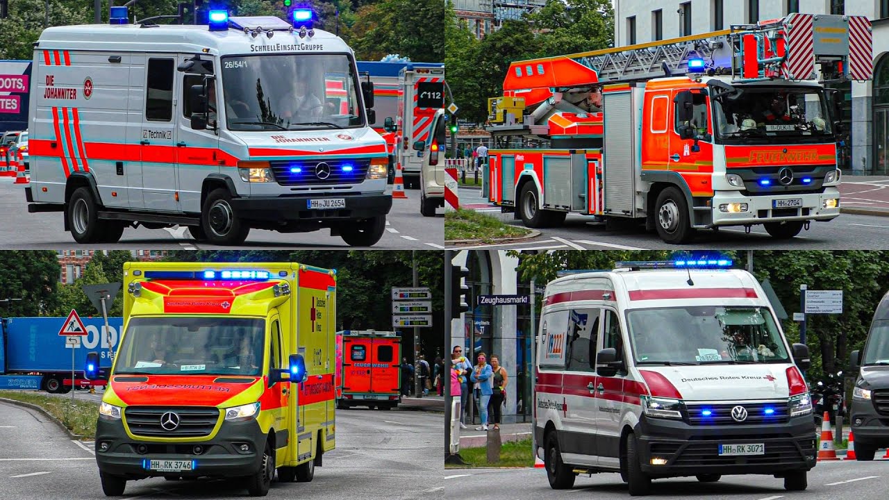 [GW-Technik, KTW & Mehr!] - Schlagermove Hamburg 2025 | Einsatzfahrten Rettungsdienst, FW & Polizei!