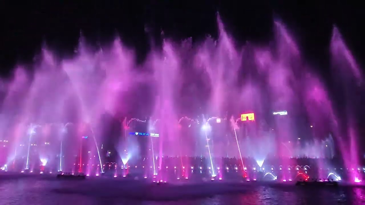 Fountain light show in Union Square, Bucharest