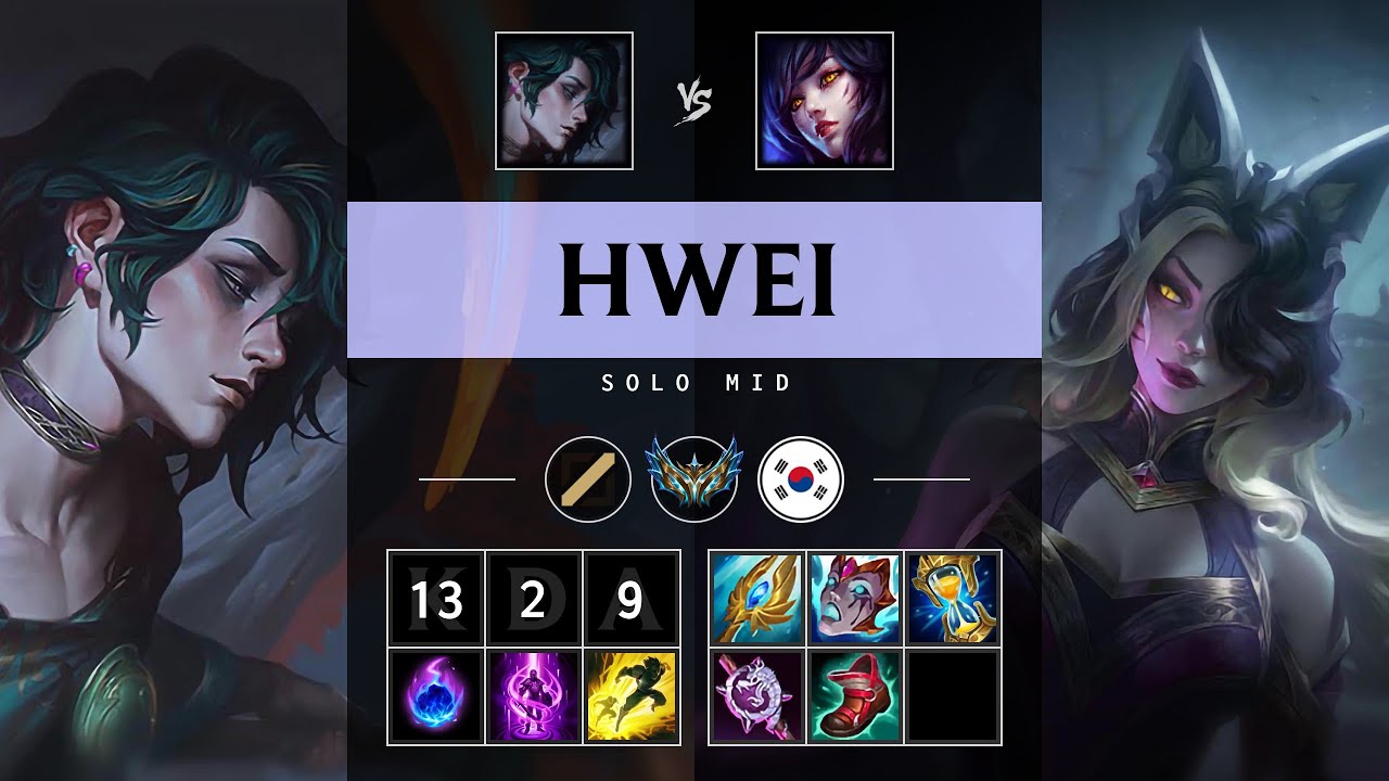 Hwei Mid vs Ahri: Quadra Kill, Godlike - KR Challenger Patch 14.17
