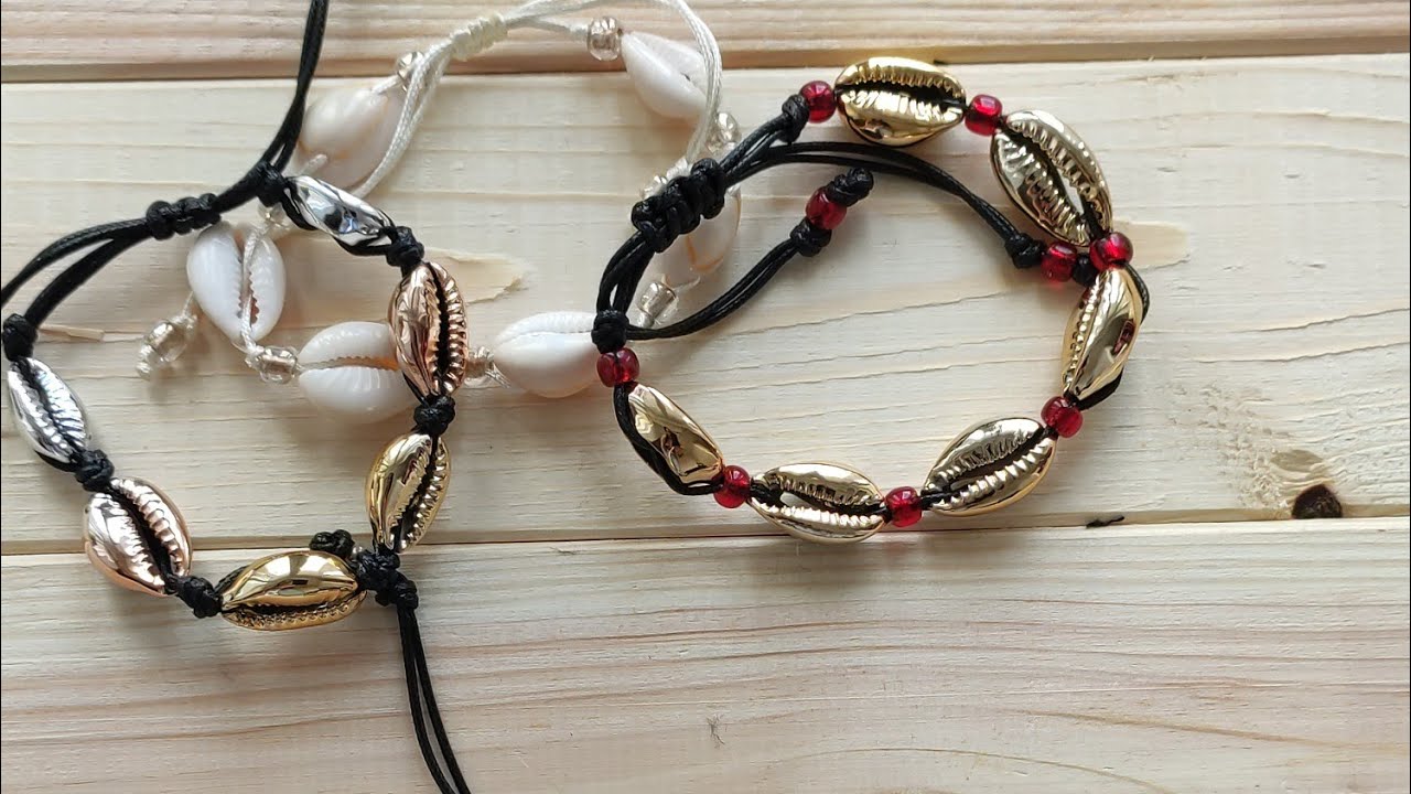 DIY  hit lata  !!! bransoletka z muszelek kauri. Biżuteria handmade makrama jewelry pulsera