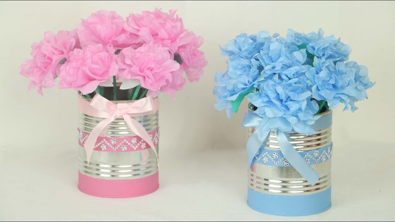Decoração Fácil / Flores de Guardanapo e Latas Decoradas