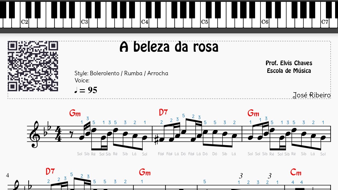 🎼 A beleza da rosa - 6769 - José Ribeiro - Tutorial Partitura Fácil
