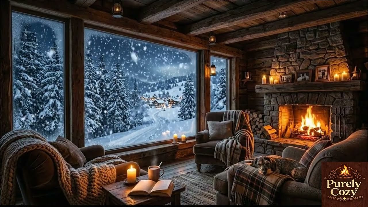30 Minutes  of Cozy Forest Fireplace ❄️🔥 | Deep Relaxation & Snowfall