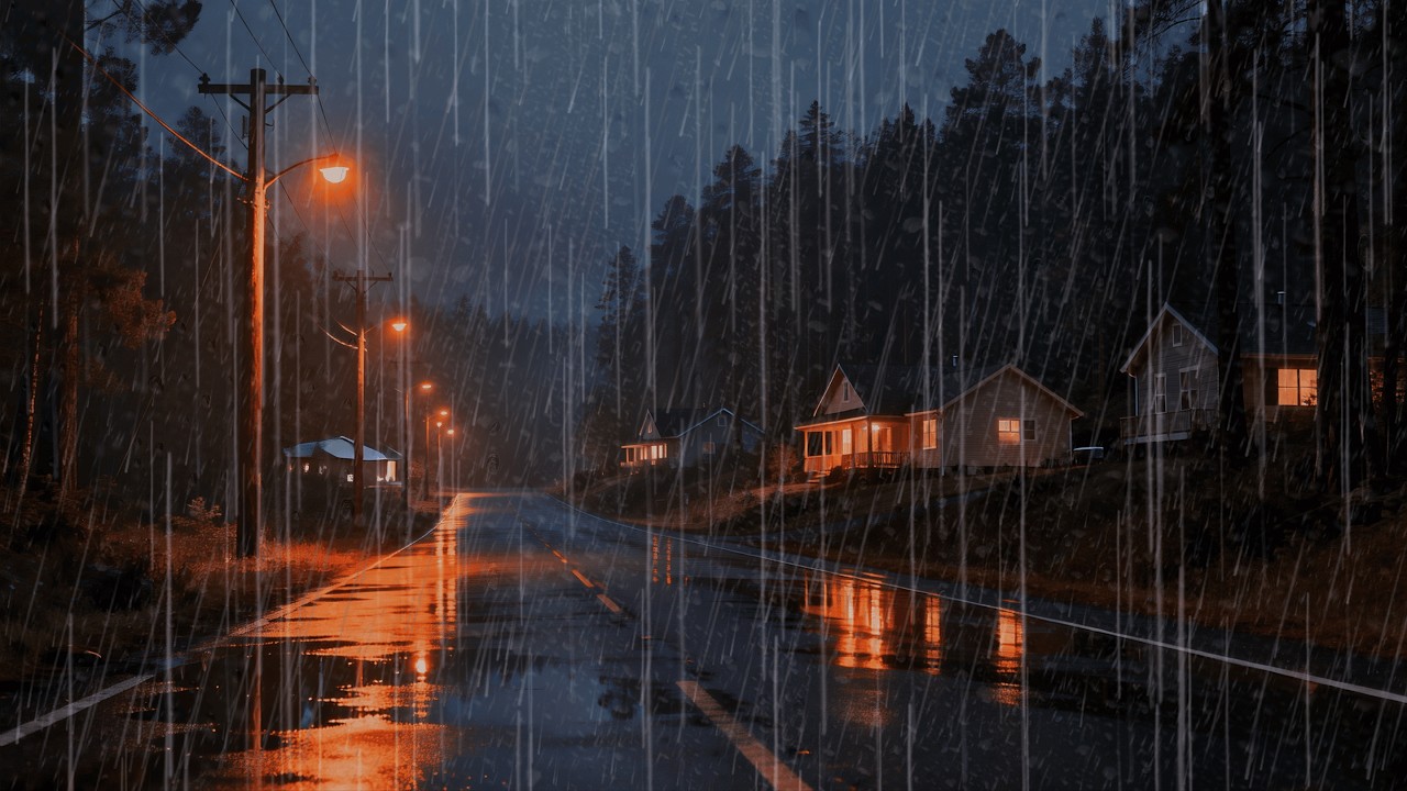 🔴 (NO ADS, NO THUNDER) Wet Forest Road at Night - Soothing Rain Sounds for Relaxation